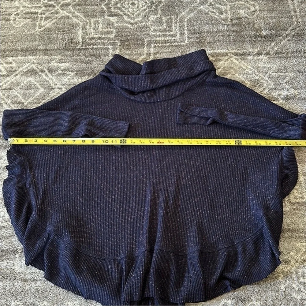 NWT Anthropologie Postmark Orley Ribbed Sparkle Cowl Neck Pullover Sweater Navy